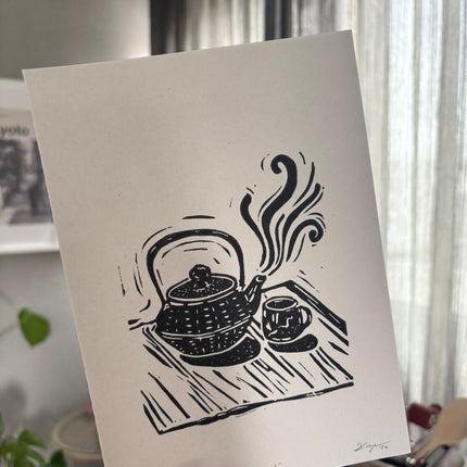 Linocut Print - Teapot