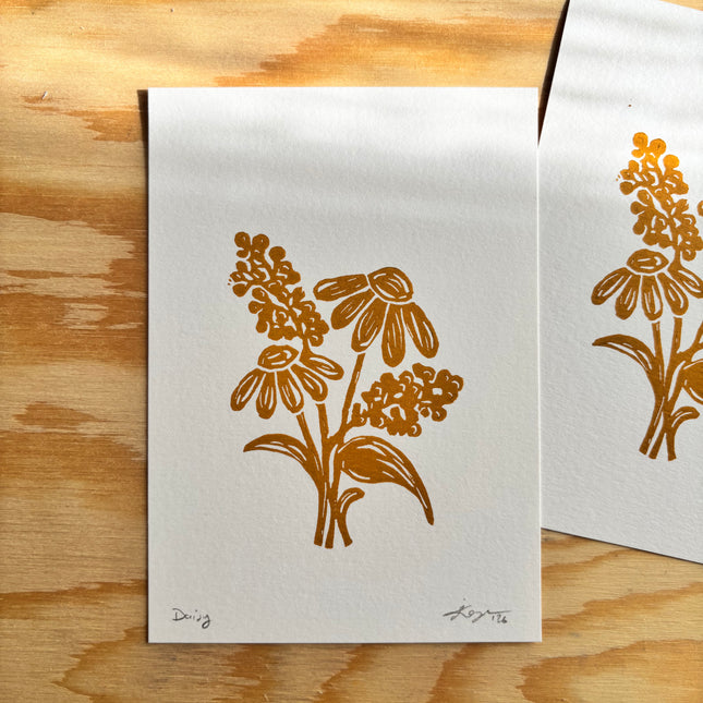 Linocut Print - Wildflowers