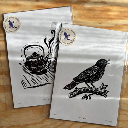 Linocut Print - Teapot