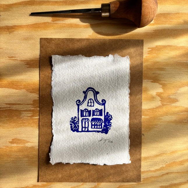 Linocut Print - Little Dutch House No.1