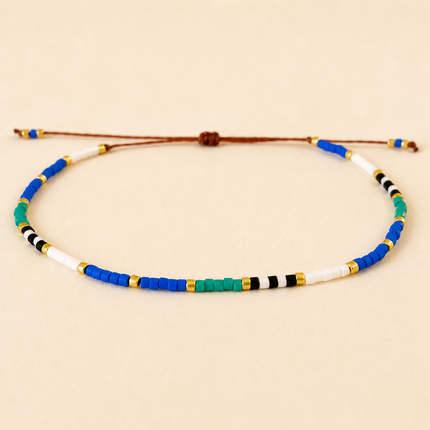 Miyuki Bead Adjustable Bracelet - Blue & Green