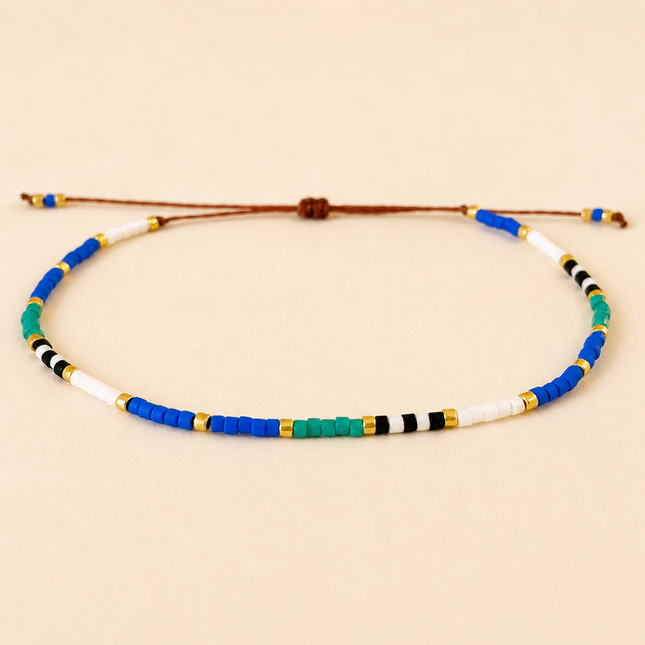 Miyuki Bead Adjustable Bracelet - Blue & Green