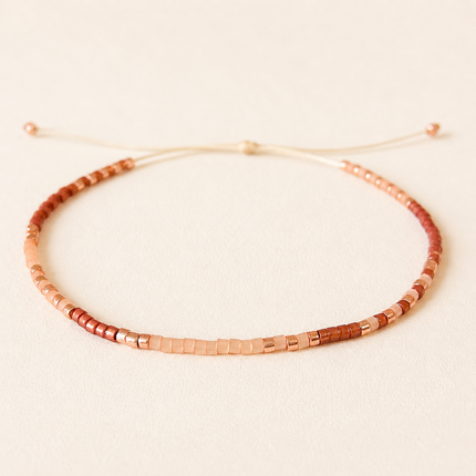 Miyuki Bead Adjustable Bracelet - Soft Pink & Terracotta