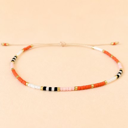 Miyuki Bead Adjustable Bracelet - Sunset Contrast