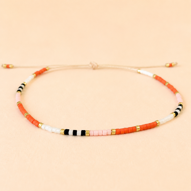 Miyuki Bead Adjustable Bracelet - Sunset Contrast
