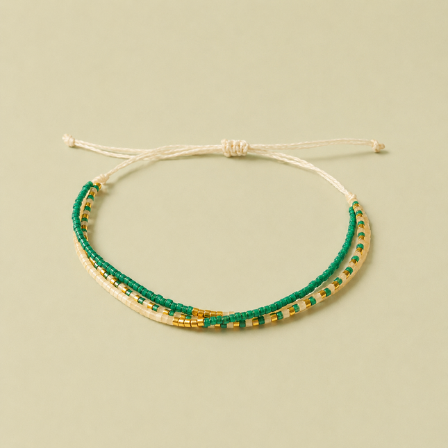Miyuki Kralen Drievoudige Wikkelarmband - Aqua Perzik