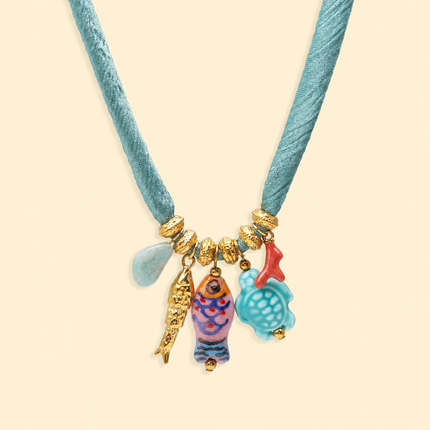 Necklace with Ceramic Charms