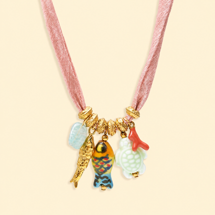 Necklace with Ceramic Charms