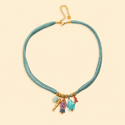 Necklace with Ceramic Charms