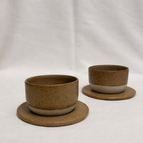 Coffee cup + matching ceramic coaster / Brown
