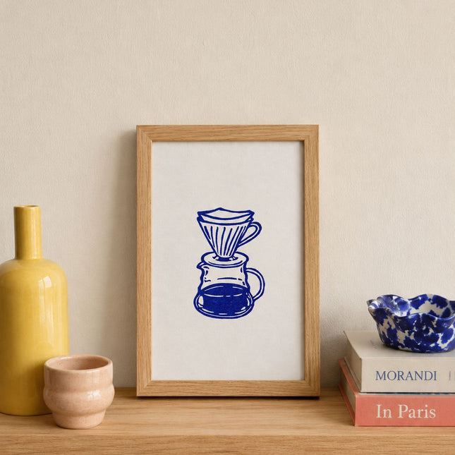 V60 Coffee Linocut Print