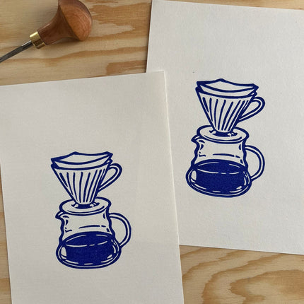 V60 Coffee Linocut Print