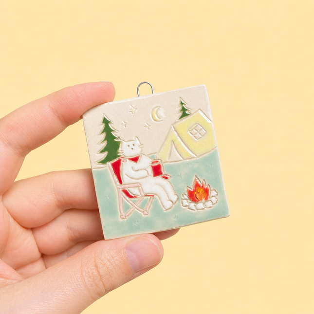 A Little Campsite Under the Stars - Ceramic Wall Hanging