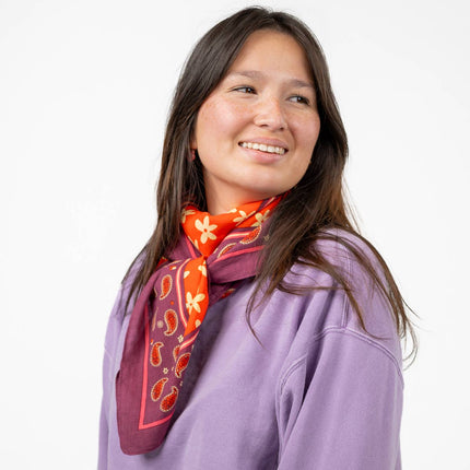 Organic Cotton Scarf - Red and Purple