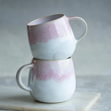 Handmade Ceramic Mug - Aurora - Pink & White - 290ml - Harman Shop & Atelier
