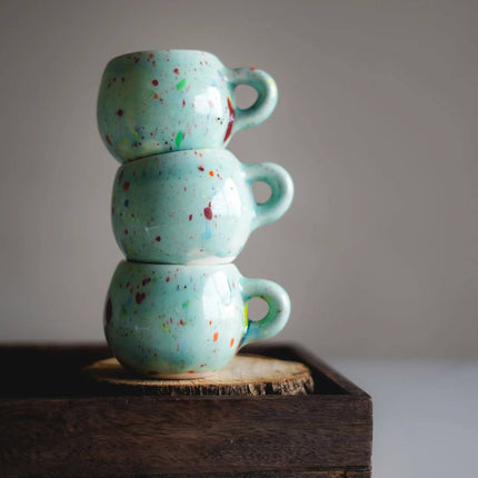 Handmade Ceramic Coffee Cup - Rainbow - 100mL