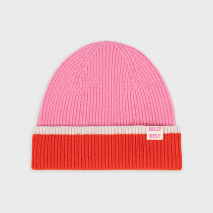 Unisex Wool Beanie - Pink & Red & Beige