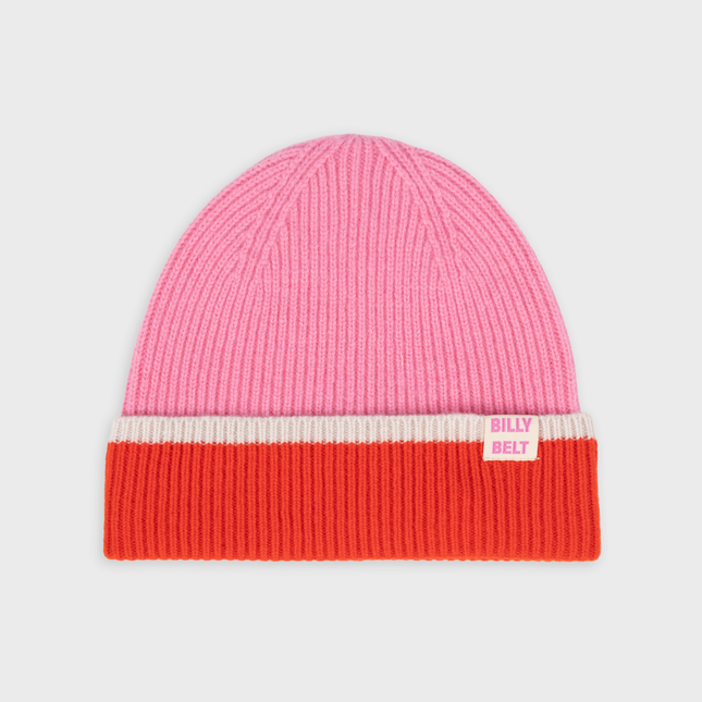 Unisex Wool Beanie - Pink & Red & Beige