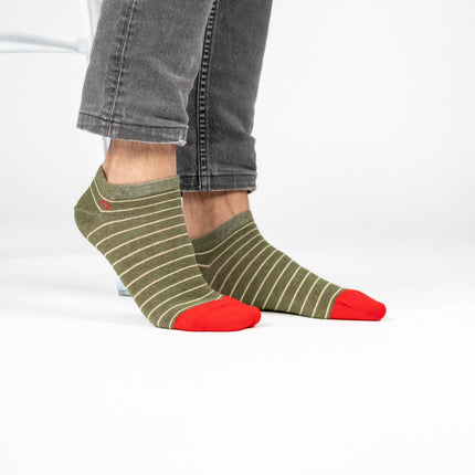 Cotton Socks - Khaki, Beige Striped - One size: 41/46