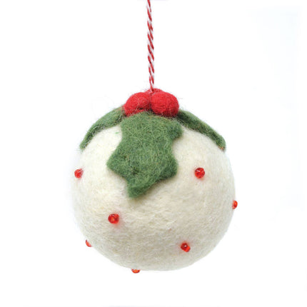 Felt Christmas Decoration - Beaded Christmas Pudding Bauble - Harman Shop & Atelier