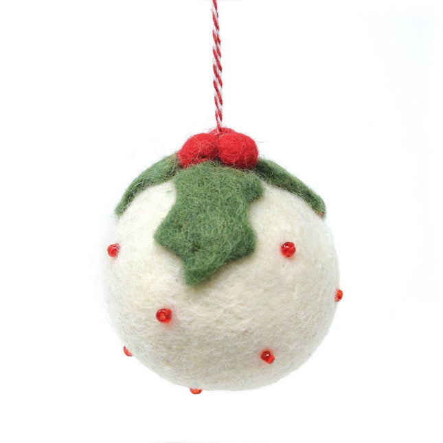 Felt Christmas Decoration - Beaded Christmas Pudding Bauble - Harman Shop & Atelier