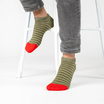 Cotton Socks - Khaki, Beige Striped - One size: 41/46