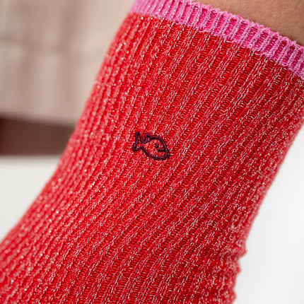 Glittery Socks - Vintage Red - One size: 37/40 - Harman Shop & Atelier