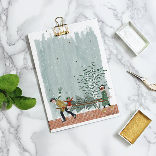 Postcard - Christmas - How to get that tree - Harman Shop & Atelier