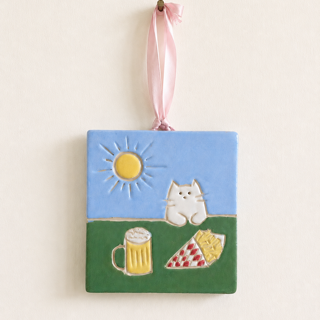 "Beer & Fries" - Tiny Ceramic Wall Hanging