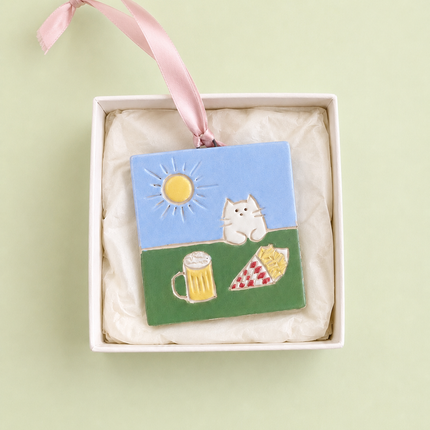 "Beer & Fries" - Tiny Ceramic Wall Hanging