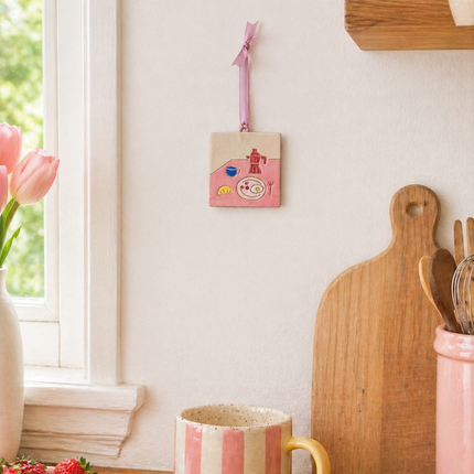 "Slow Morning" - Tiny Ceramic Wall Hanging