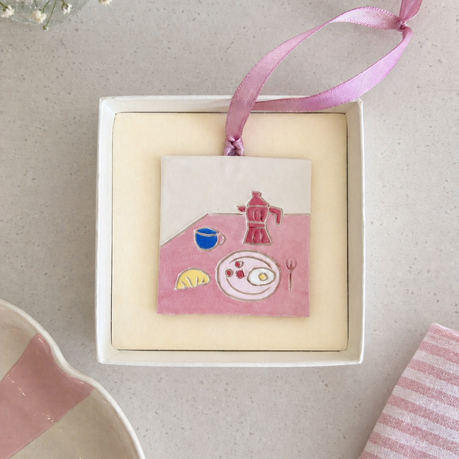 "Slow Morning" - Tiny Ceramic Wall Hanging