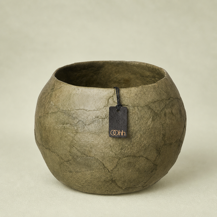 Handmade Waterproof Flower Pot - 100% recycled paper - Burnt Olive