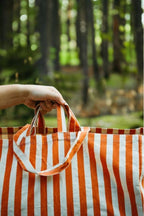 Grote biologische tas - Strepen - Bruin