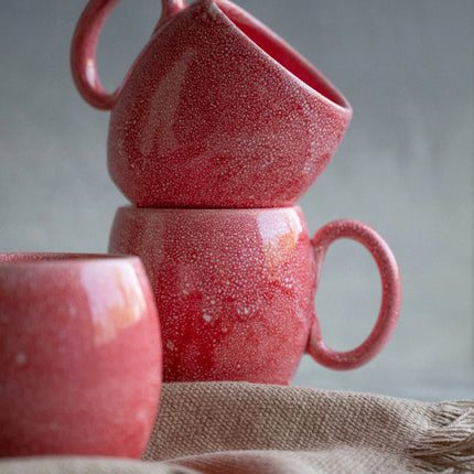 Handmade Ceramic Mug - Raspberry - Red & Pink - 290ml - Harman Shop & Atelier