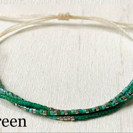 Miyuki Bead Triple-Wrap Bracelet - Aqua Green