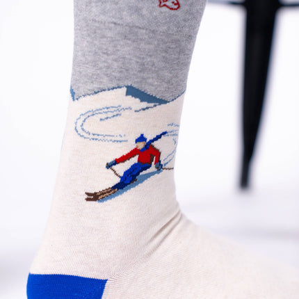 Combed Cotton Socks - Skier pattern - One size: 41/46 - Harman Shop & Atelier