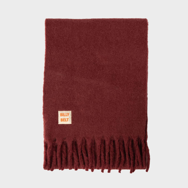 Unisex Wide Mixed Wool Scarf - Wine Red