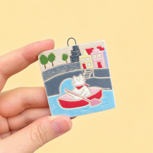 Canoeing in Utrecht - Ceramic Wall Hanging