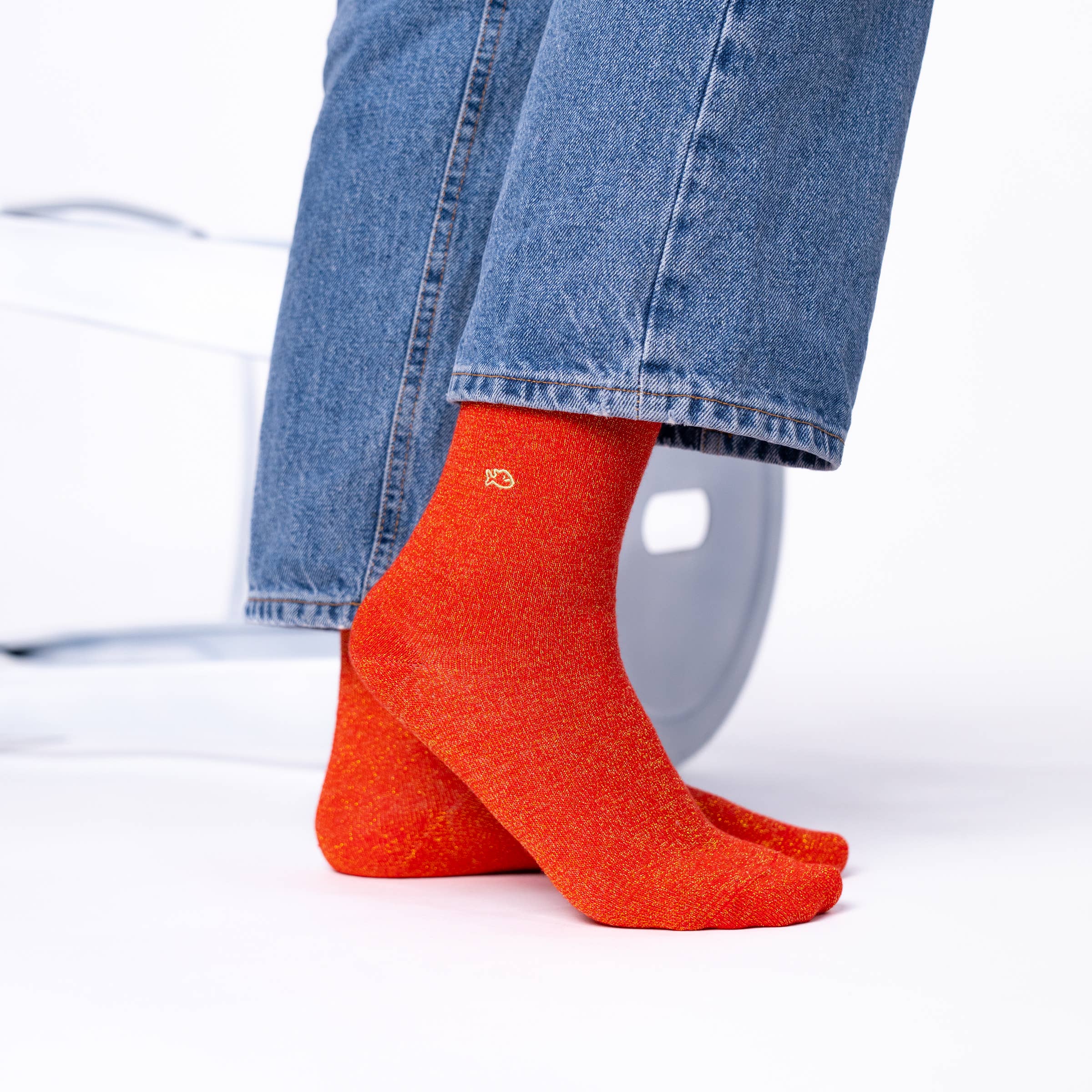 Combed Cotton Socks - Orange - One size: 37/40 - Harman Shop & Atelier