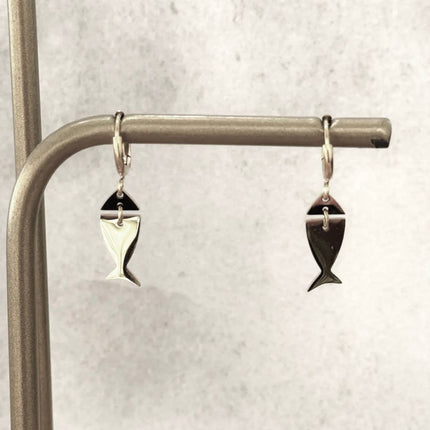 Minimal Origami Fish Hoop Earrings 