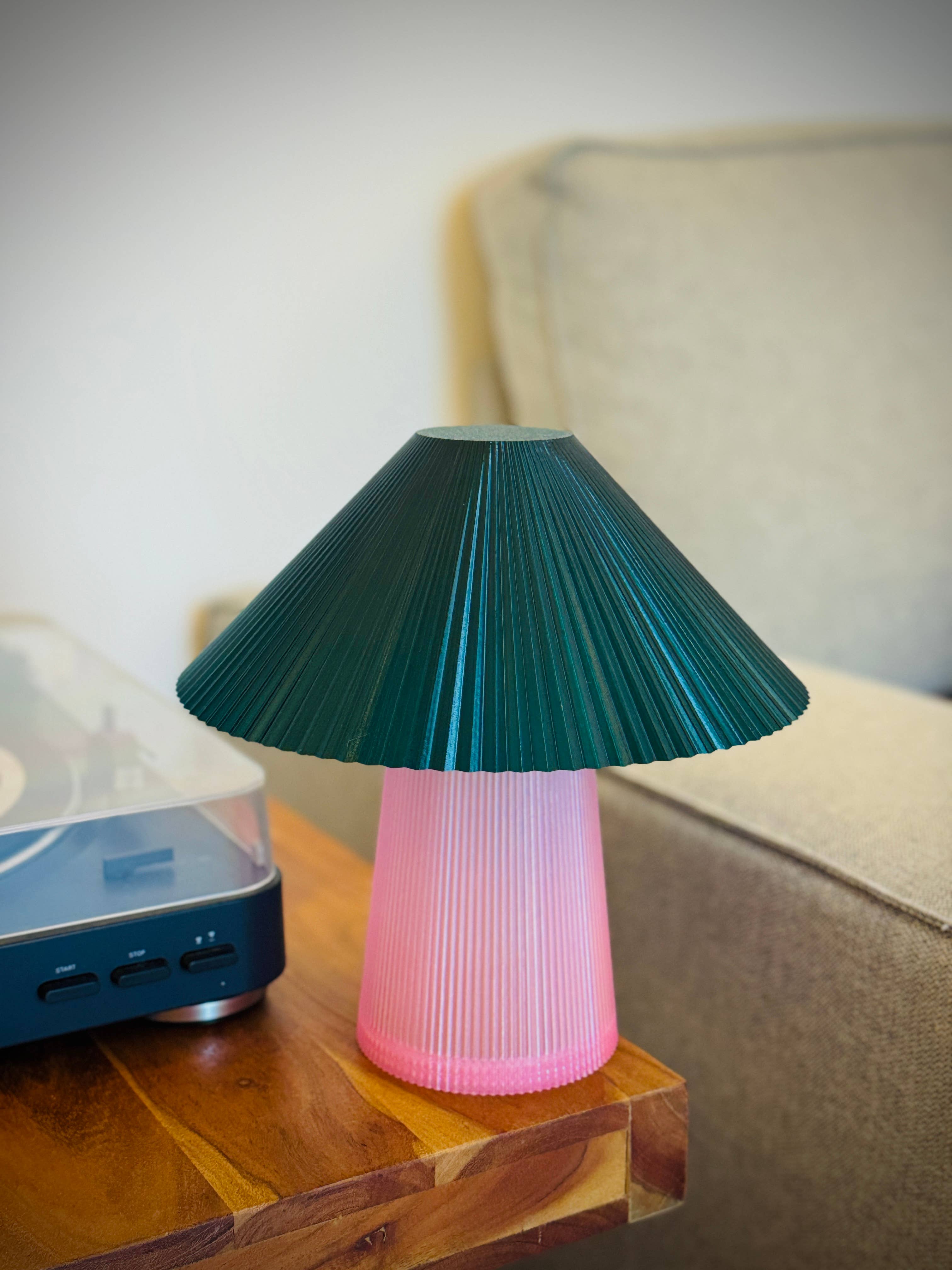 Coast Fig - Table Lamp - Straight Shroom - Pink & Green