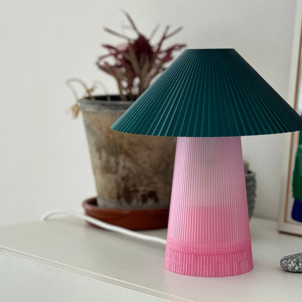 Table Lamp - Straight Shroom - Pink & Green - Harman Shop & Atelier