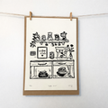 “Coffee Corner” Linoprint