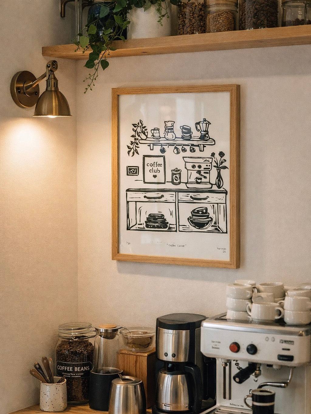 “Coffee Corner” Linoprint