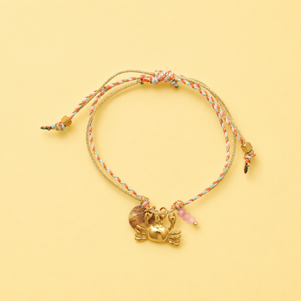 Summer Bracelet with Crab Charm & Mineral Stones