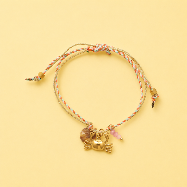 Bracelet - Crab Charm & Mineral Stones