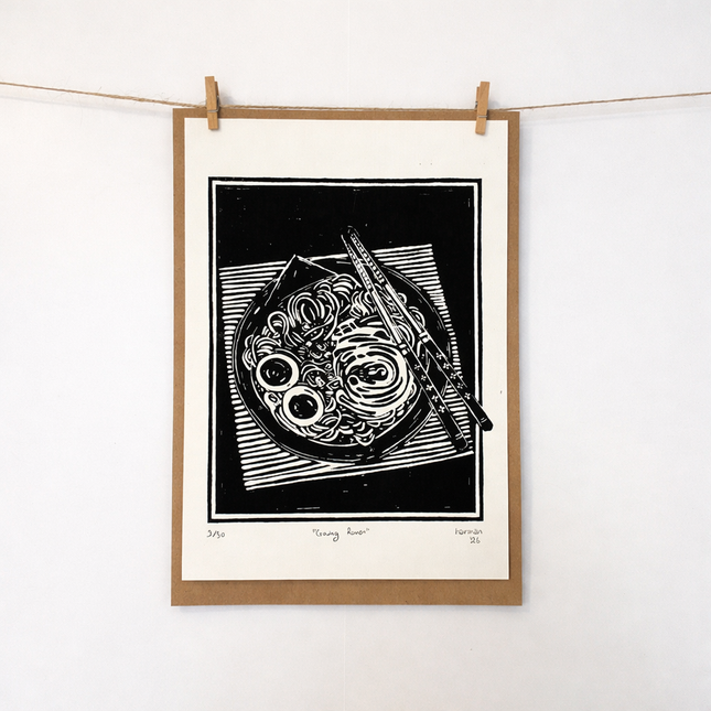 “Craving Ramen” Linoprint