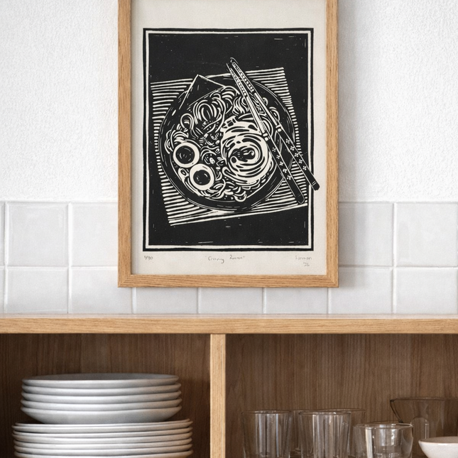 “Craving Ramen” Linoprint