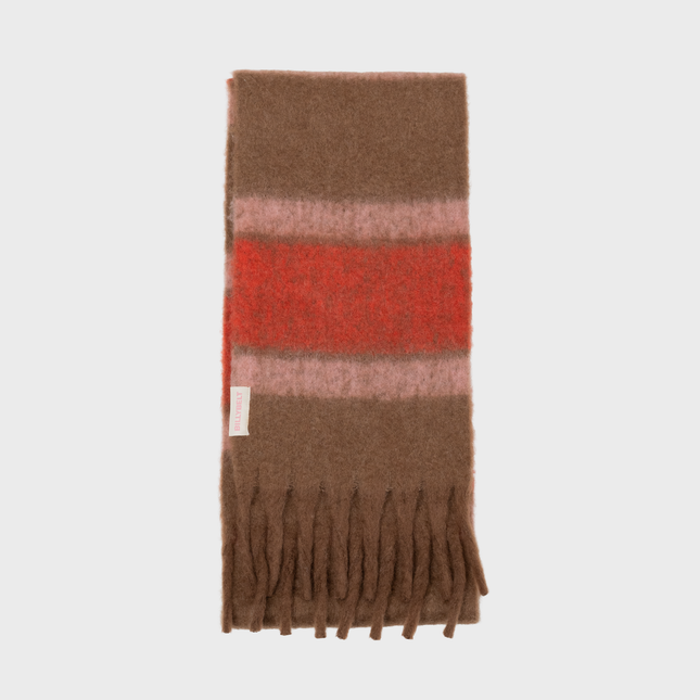 Unisex Fine Mixed Wool Scarf - Pink & Brown & Red